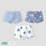 3PCS Boy's  Cute Animal Print Casual Ball Underwear Set Sky blue