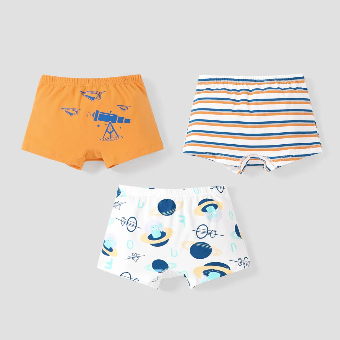3PCS Boy's  Cute Animal Print Casual Ball Underwear Set Orange big image 1