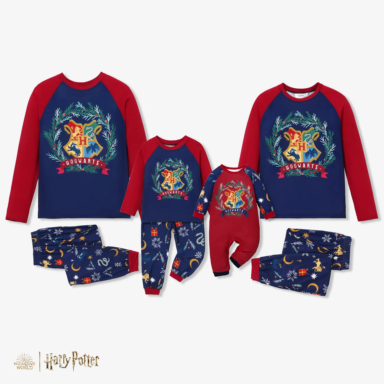 Harry Potter Christmas Family Matching Character Print Long-sleeve Pajamas Sets (Flame Resistant) Multi-color big image 1