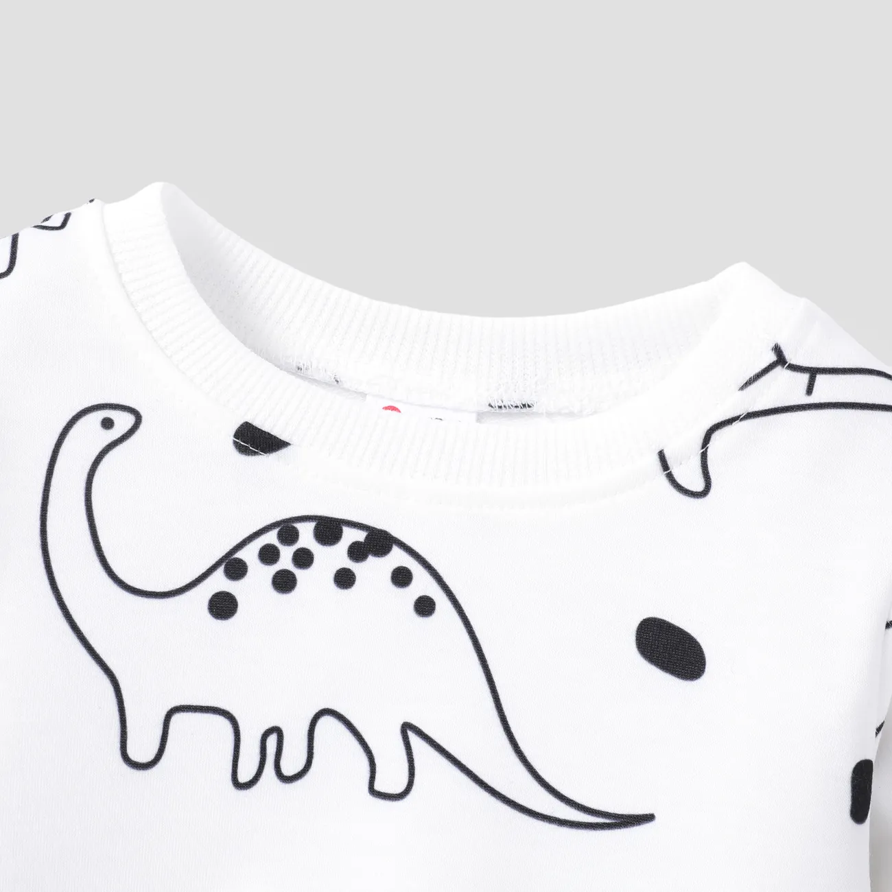 Bébé Unisexe Dinosaure Enfantin Manches longues Sweat-shirt Blanc big image 1