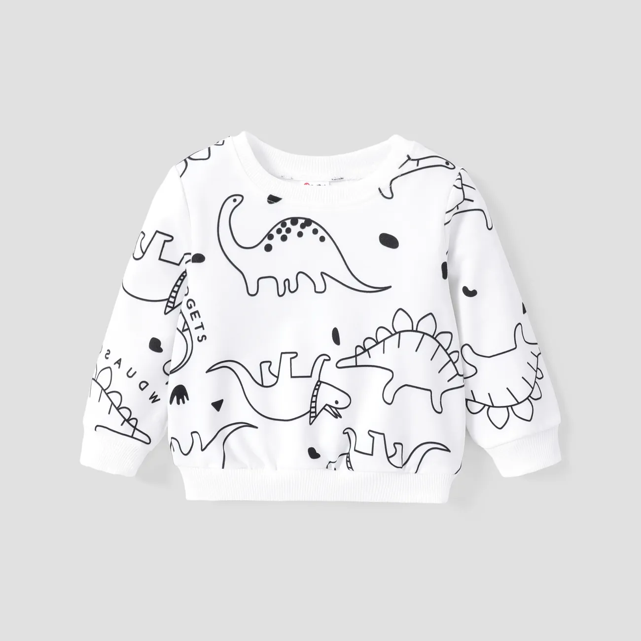 Baby Girl/Boy Dinosaur Animal Pullover Top White big image 1