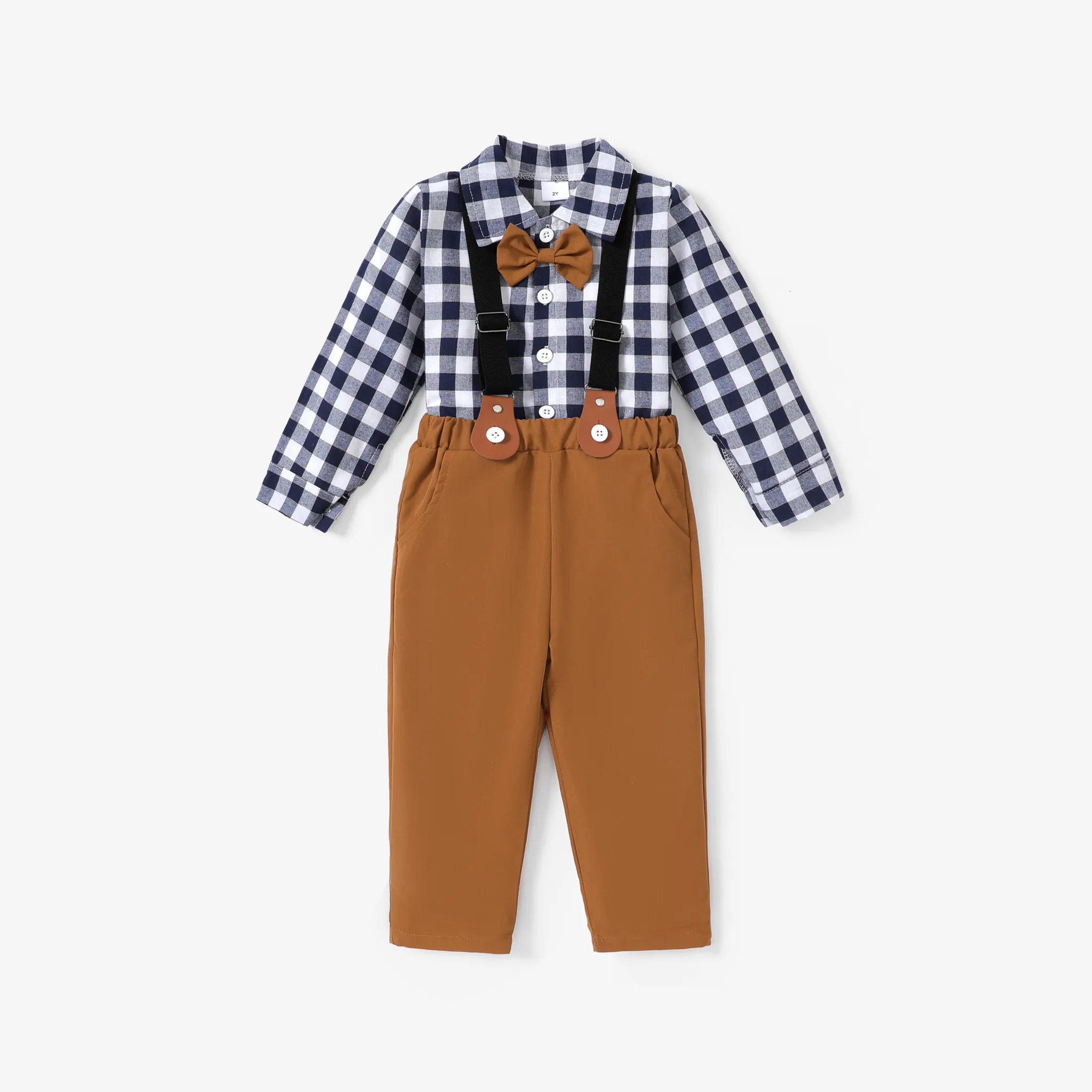 3pc Toddler Boy School Style Grid/Houndstooth Set