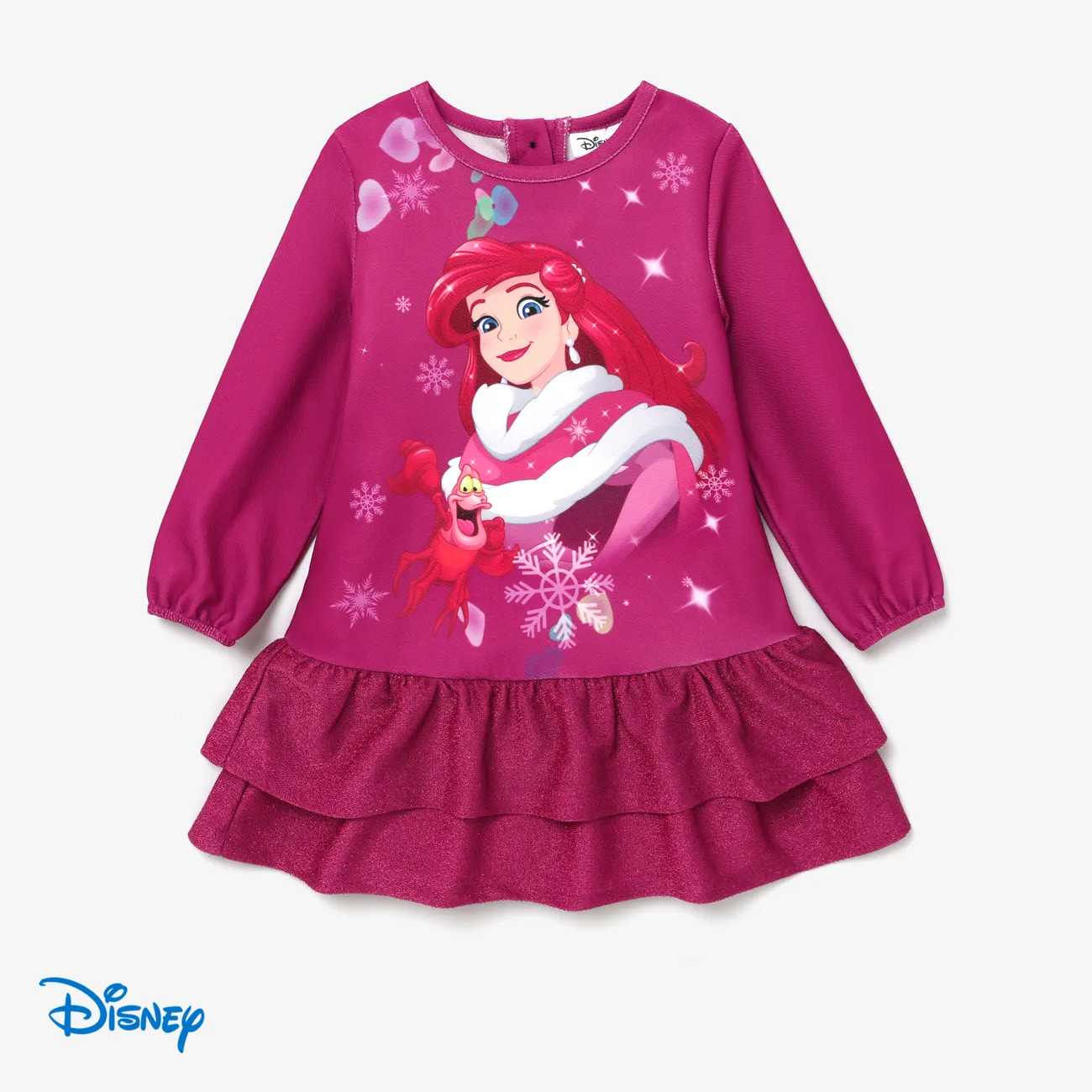 Disney Princess Toddler Girl Character Print Sparkle Ruffled Long-sleeve Dress  big image 1