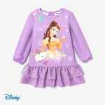 Disney Princess Toddler Girl Character Print Sparkle Ruffled Long-sleeve Dress Purple