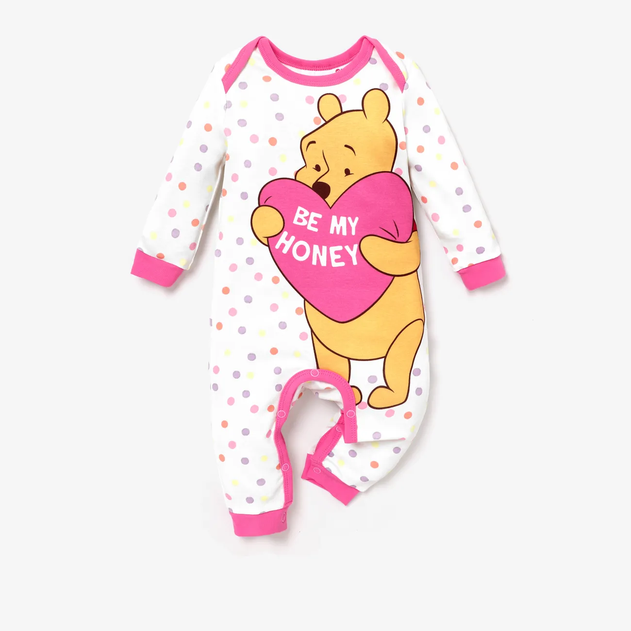 Disney Winnie the Pooh Baby Girls/Boys Mother's Day Naia™ Character Print Long-sleeve Jumpsuit Pink big image 1