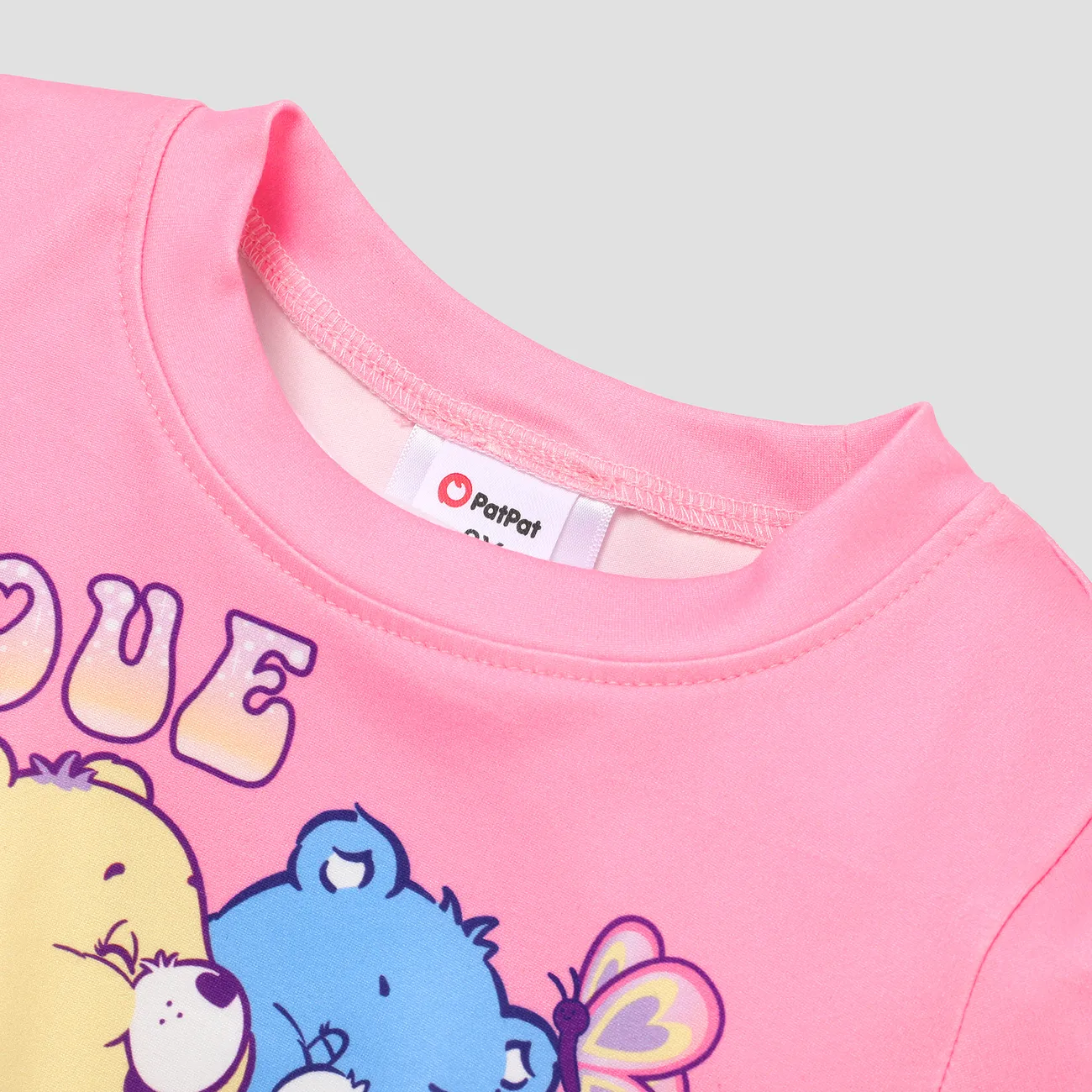 Care Bears Toddler Girls Mother's Day 2pcs Character Print Knotted Tee with Rainbow Flared Pants Set Pink big image 1