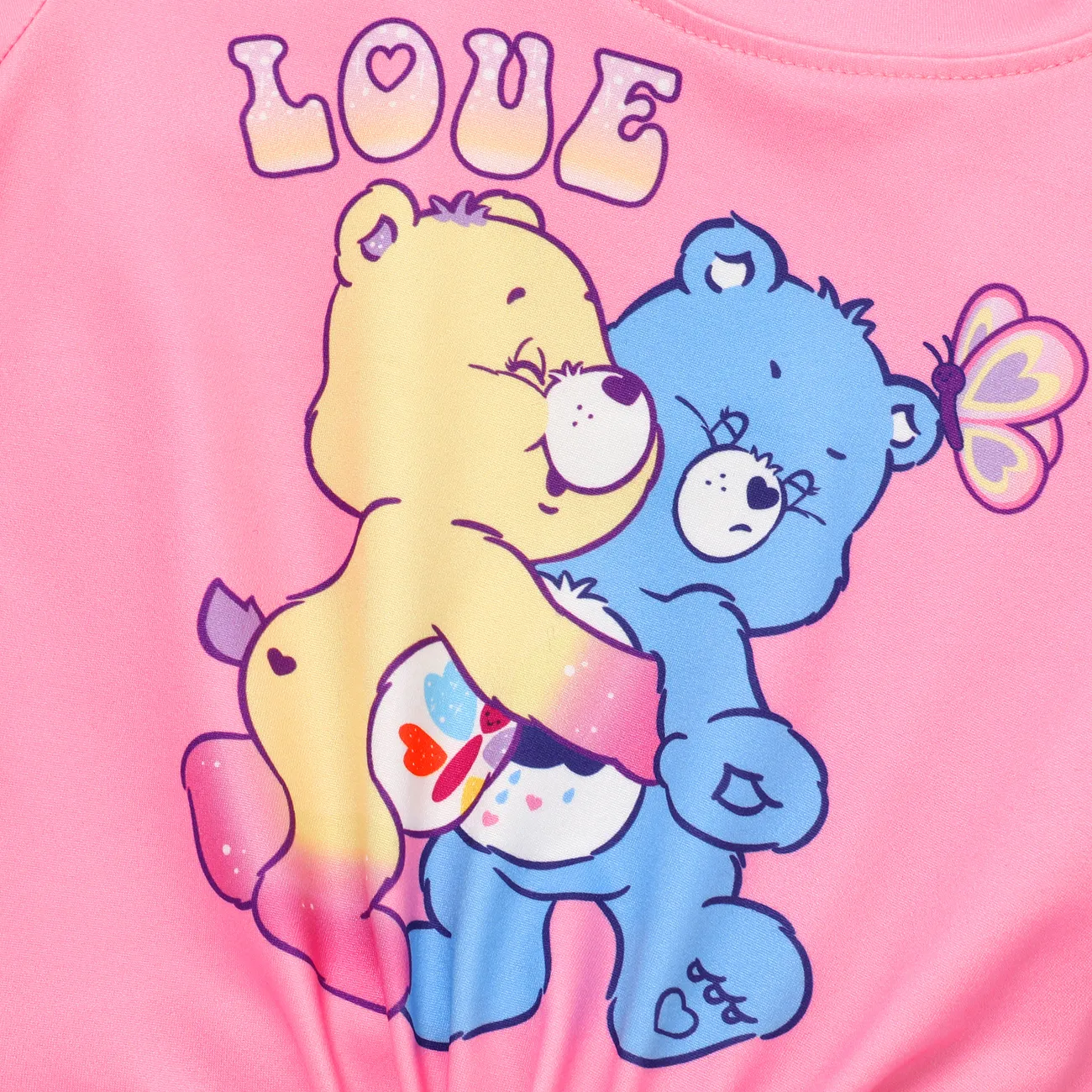 Care Bears Toddler Girls Mother's Day 2pcs Character Print Knotted Tee with Rainbow Flared Pants Set Pink big image 1