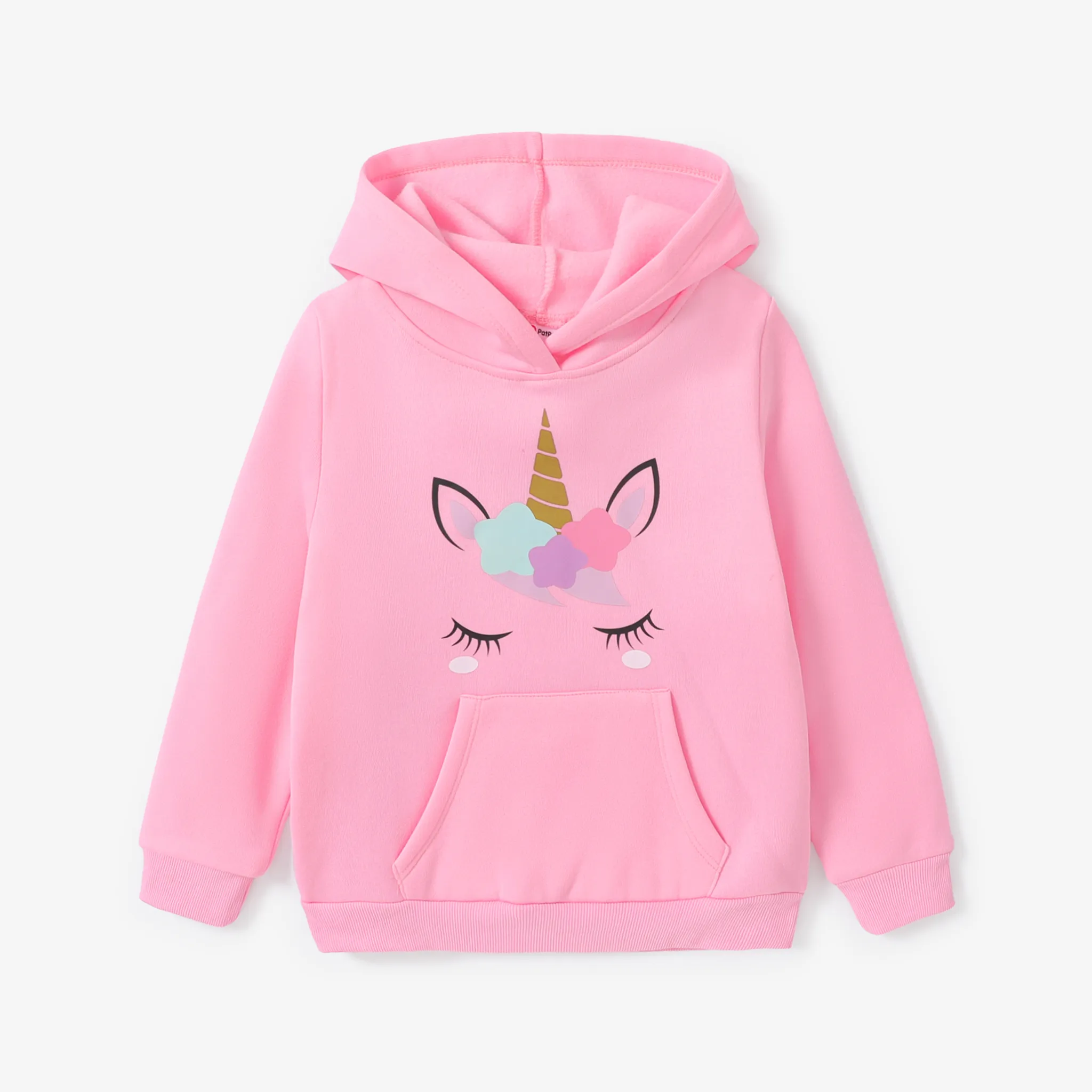 Kid Girls Fleece Inside Childlike Unicorn Animal pattern Hooded Sweatshirt