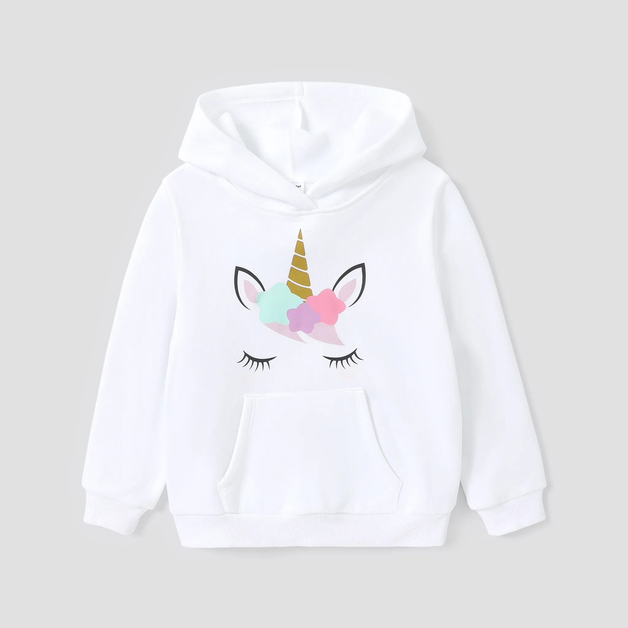 Kid Girls Fleece Inside Childlike Unicorn Animal pattern Hooded Sweatshirt