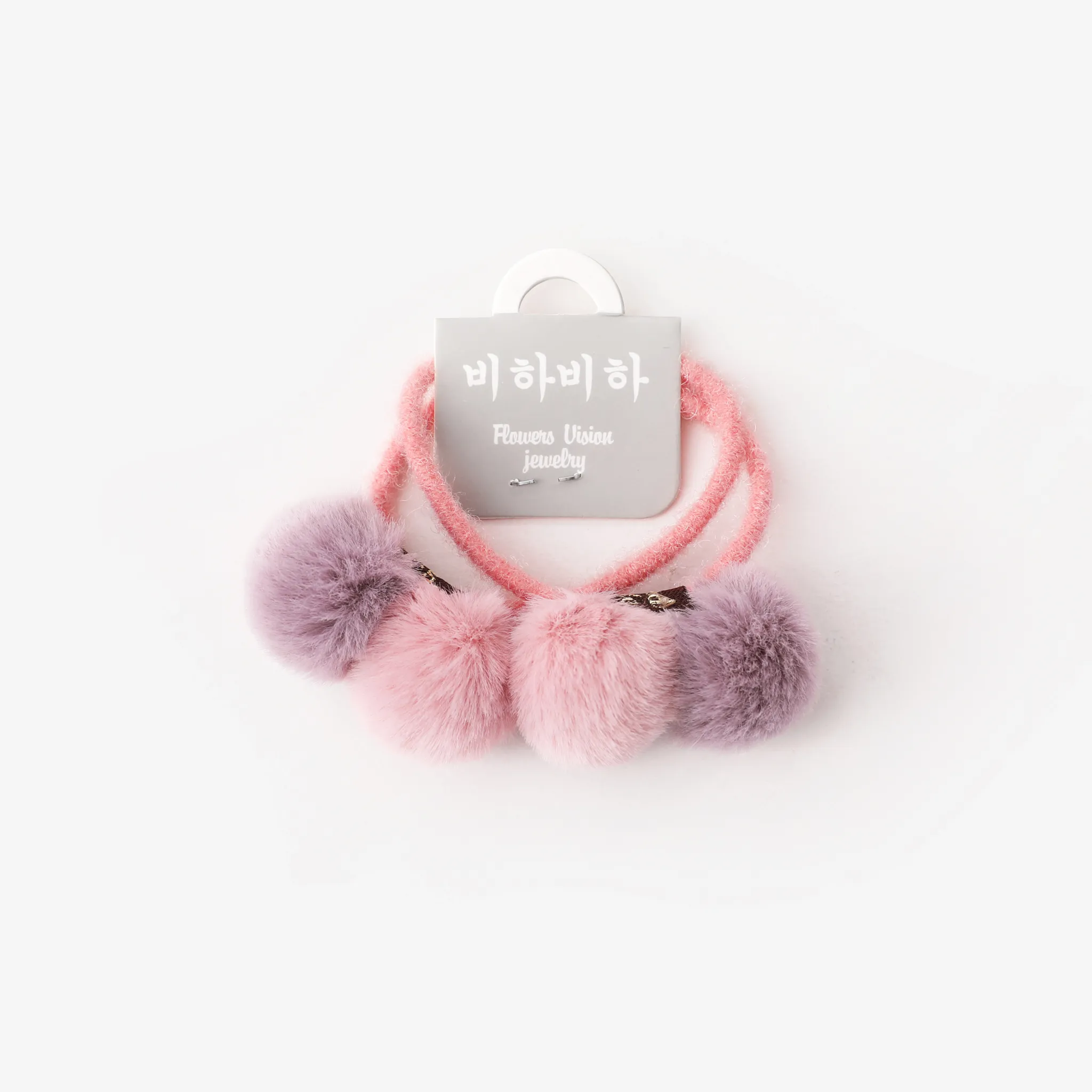 2-pack criança / crianças doce duplo cabelo bola corda de cabelo Rosa