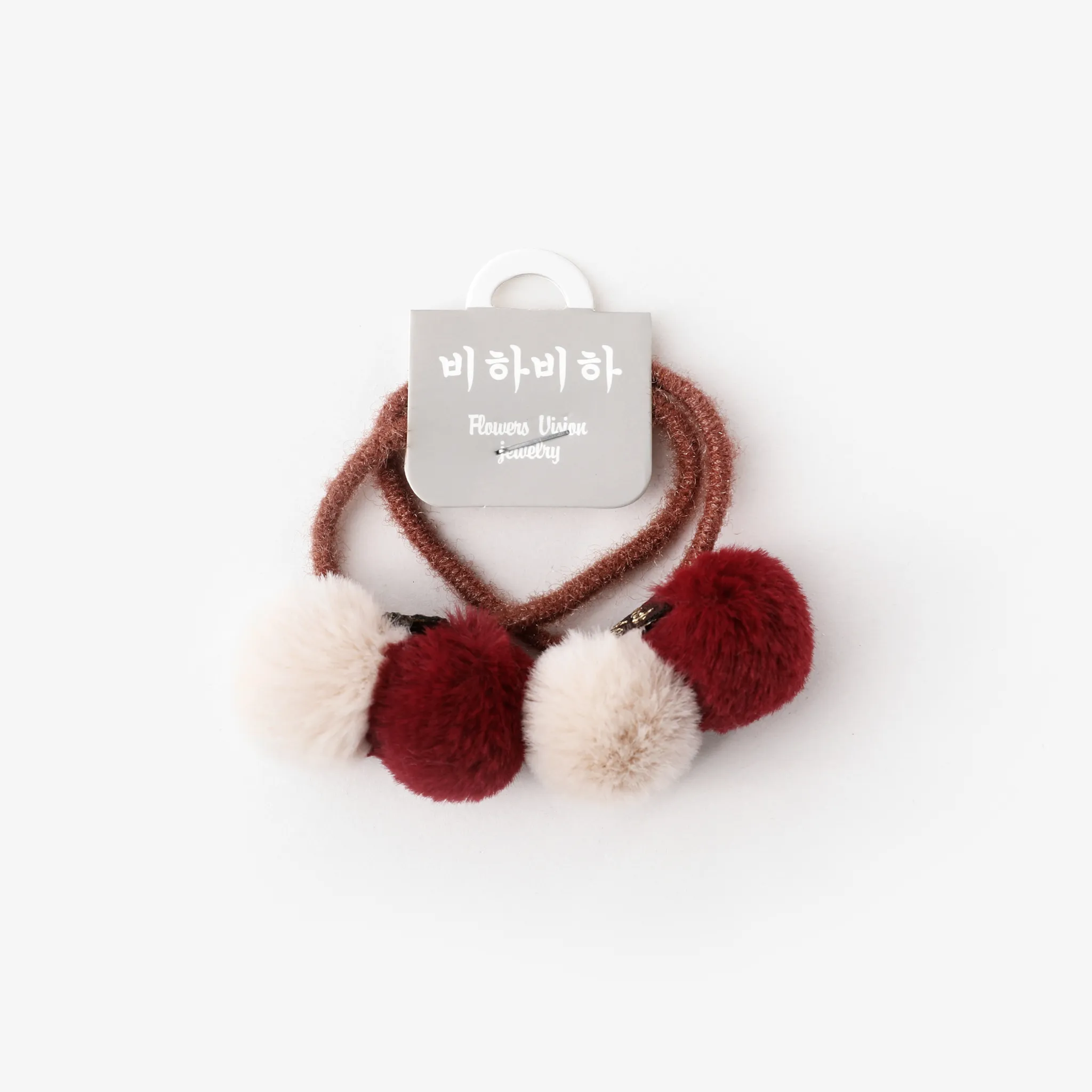 2-pack criança / crianças doce duplo cabelo bola corda de cabelo Vermelho