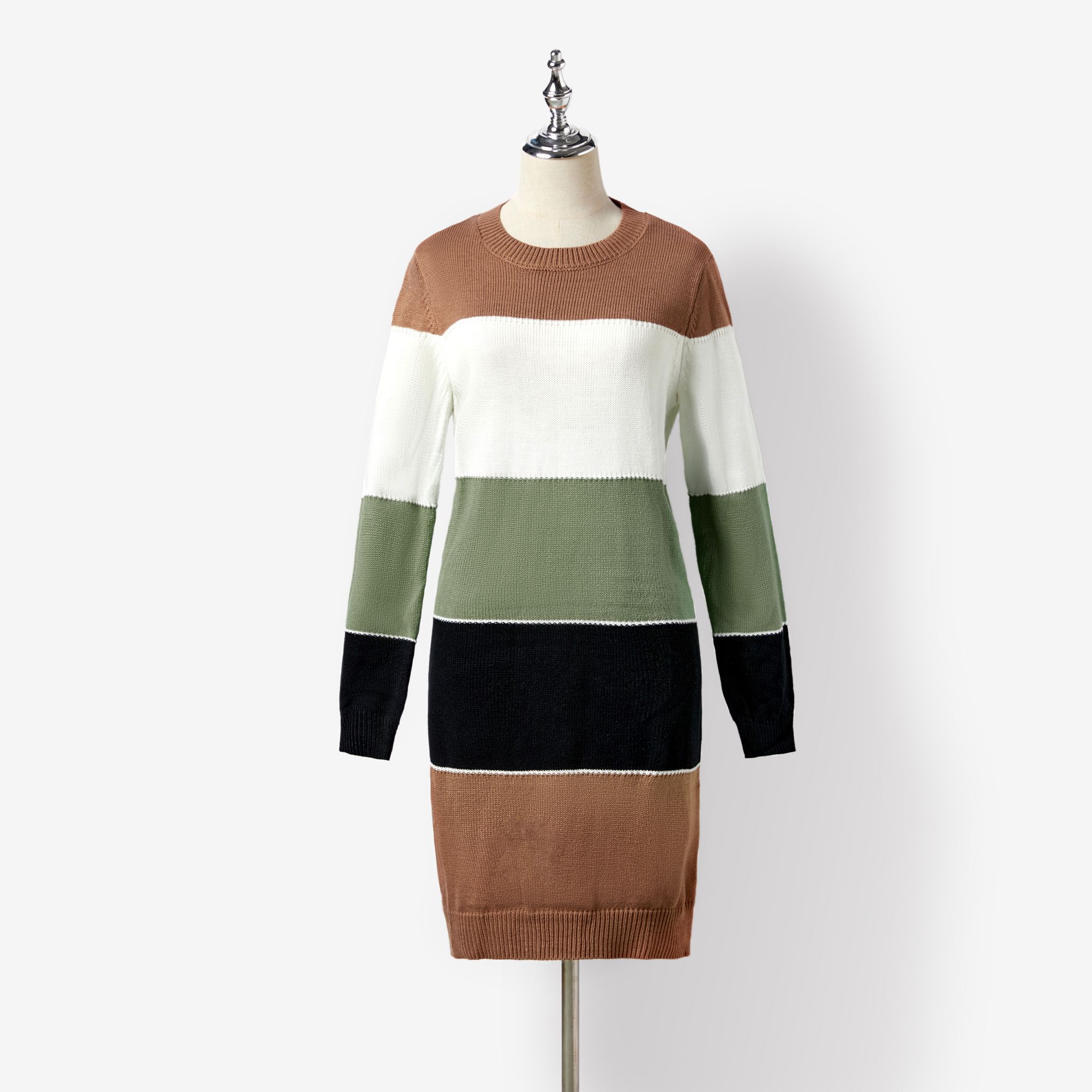 

Family Matching Casual Color-block Long Sleeve Knitted Tops and Dresses Sets