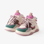 أحذية رياضية أنيقة للأطفال الصغار والأطفال ذات أربطة ملونة زهري