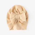 Baby's Knitted double-layered bow hat OffWhite