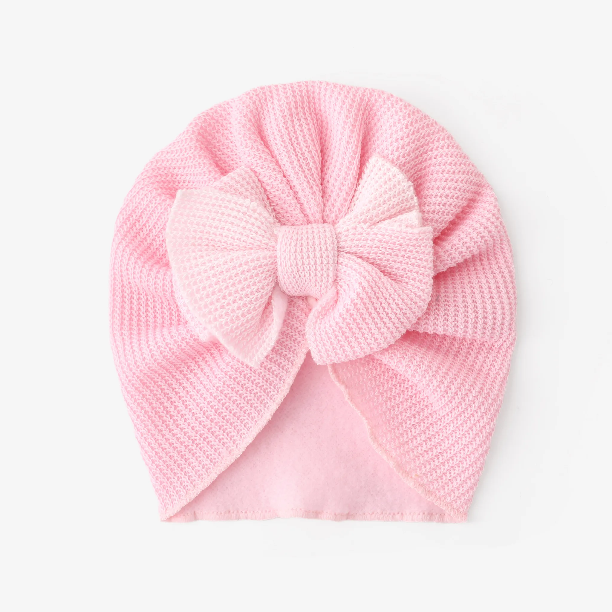 baby's knitted double-layered bow hat