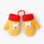 Baby/toddler likes Color-blocked velvet thickened cartoon gloves Yellow