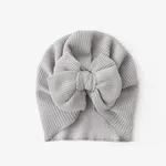 Baby's Knitted double-layered bow hat Grey