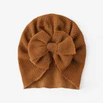 Baby's Knitted double-layered bow hat Brown