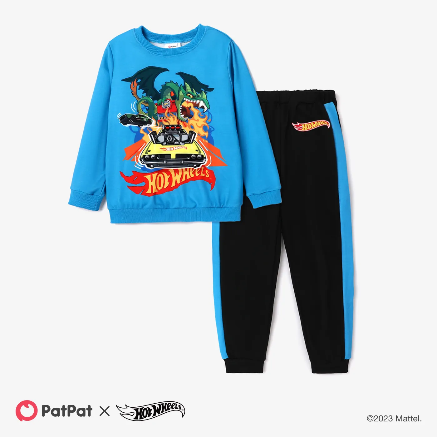 Hot Wheels Kid Boy Character Print Long-sleeve Top and Pants