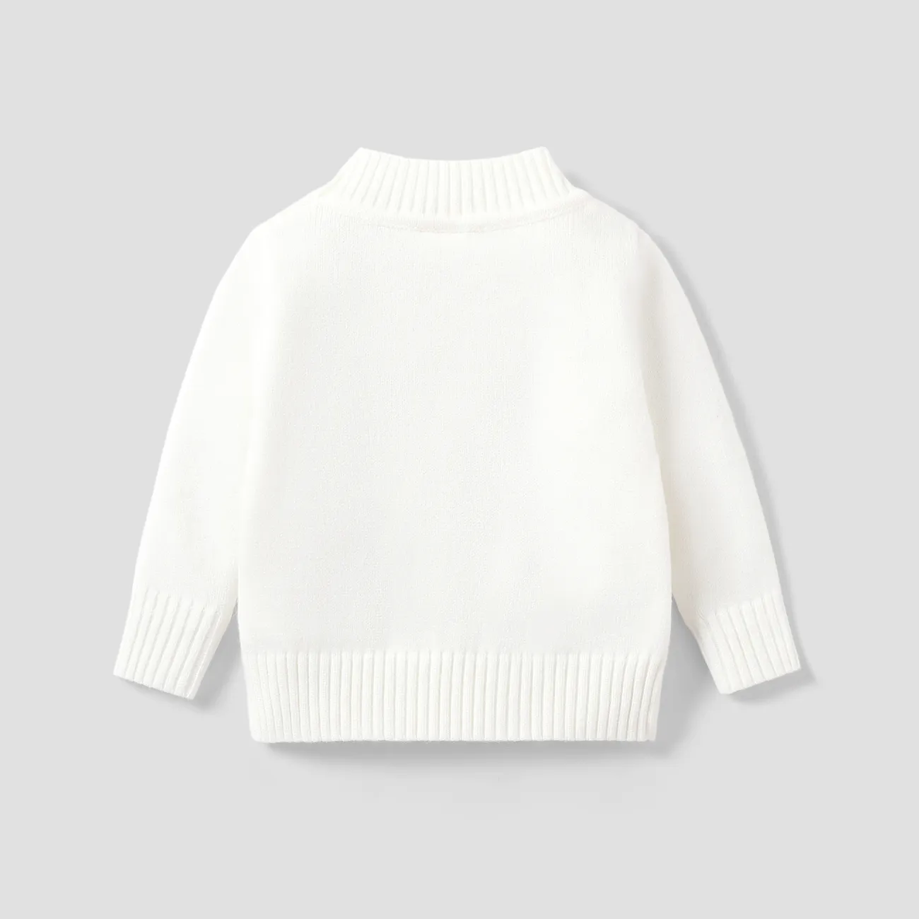 Bebê / Toddler menina / menino abotoado básico suéter de cor sólida Branco big image 1