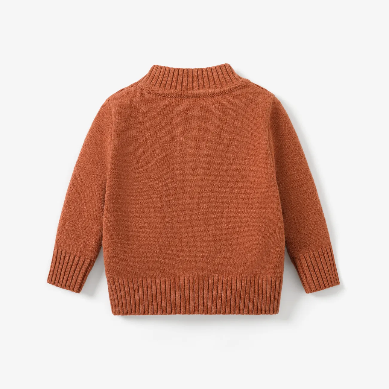Suéter básico abotonado de color sólido para bebé/niño pequeño niña / niño Marrón big image 1