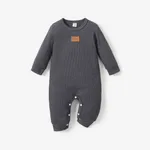 Baby Girl/Boy Basic Solid Color Waffle Fabric Jumpsuit Dark Grey