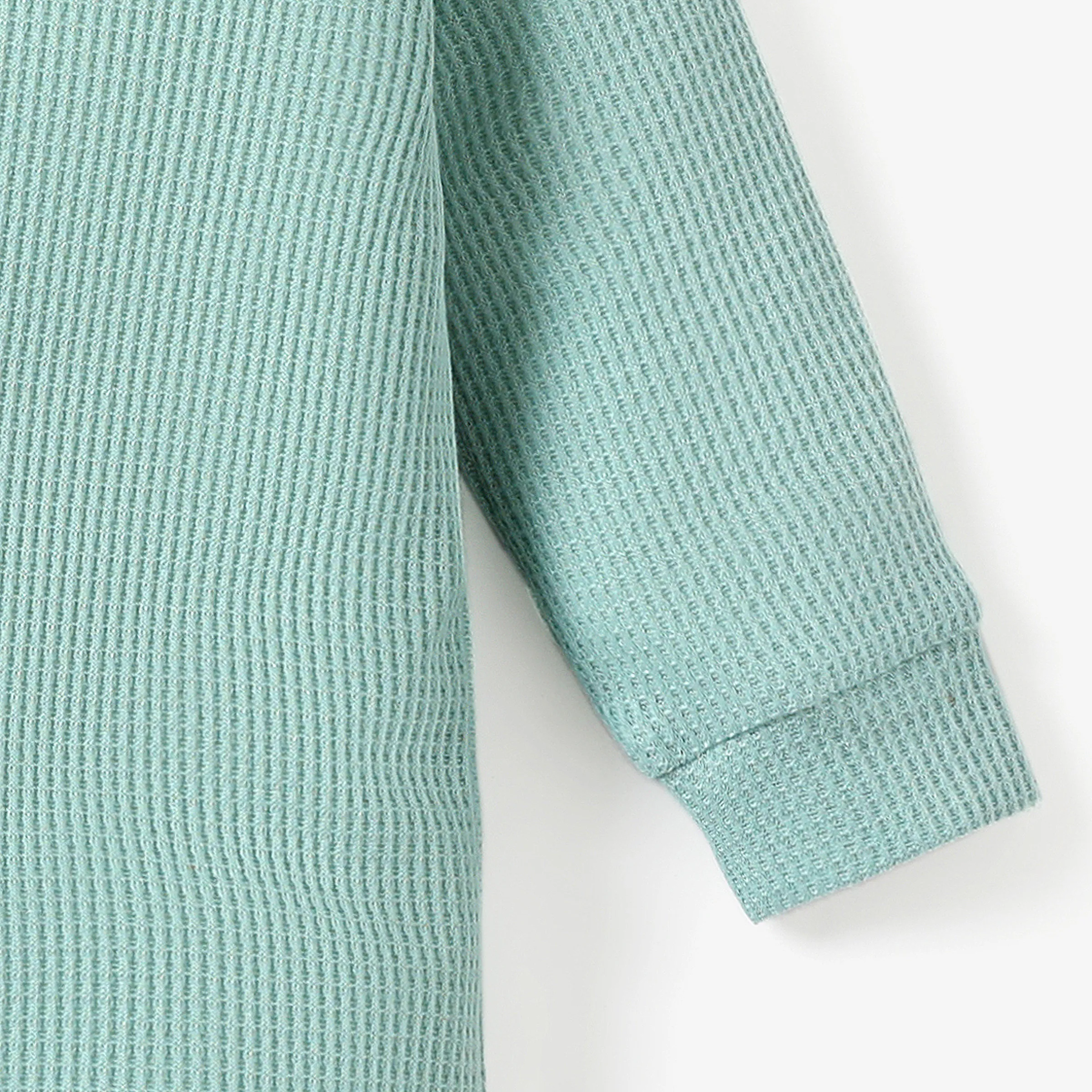 Baby Girl/Boy Basic Solid Color Waffle Fabric Jumpsuit Green image 4