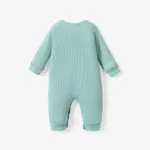 Baby Girl/Boy Basic Solid Color Waffle Fabric Jumpsuit Green image 2