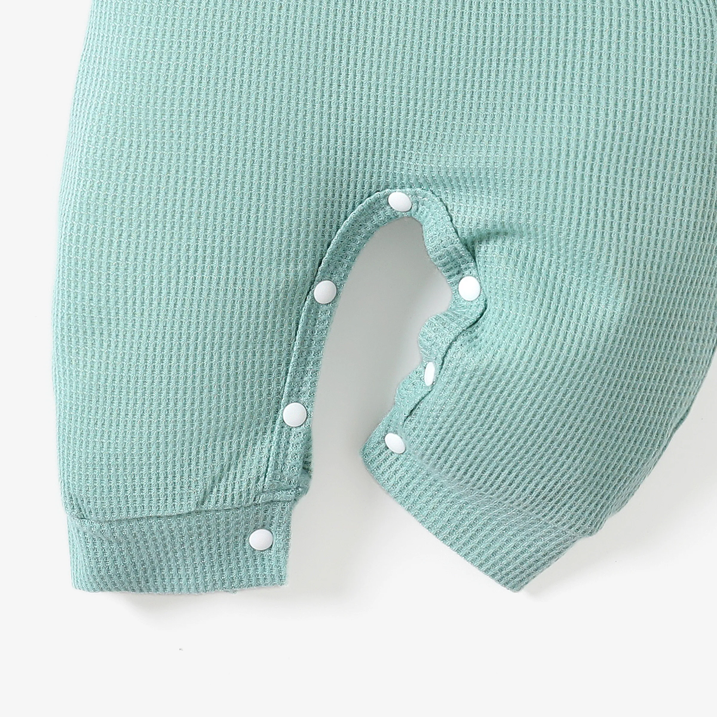Baby Girl/Boy Basic Solid Color Waffle Fabric Jumpsuit Green image 3
