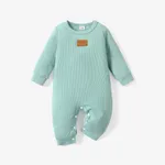 Baby Girl/Boy Basic Solid Color Waffle Fabric Jumpsuit Green