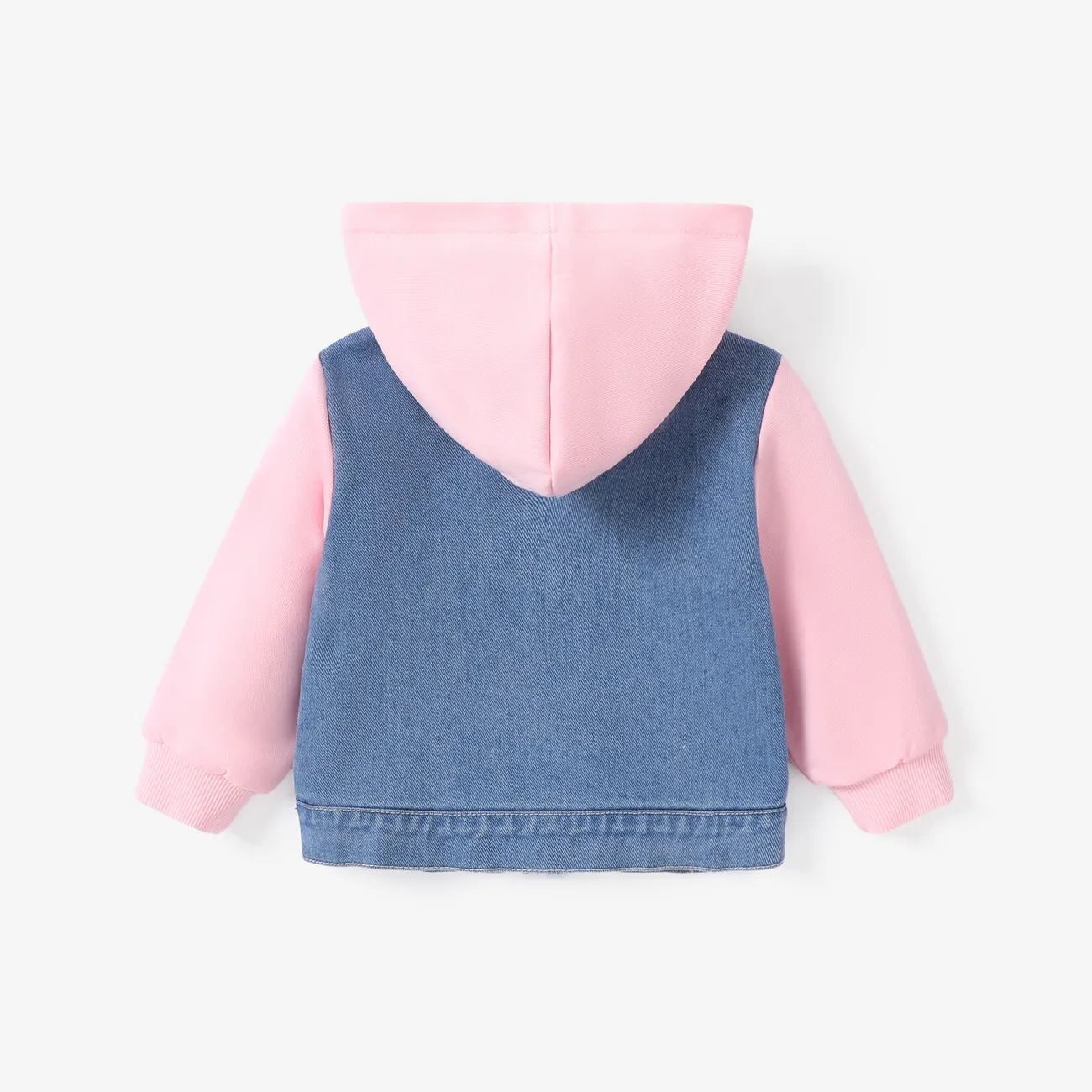 Baby/Toddler Girls Hooded Pink Knitted Casual Denim Jacket Pink big image 1