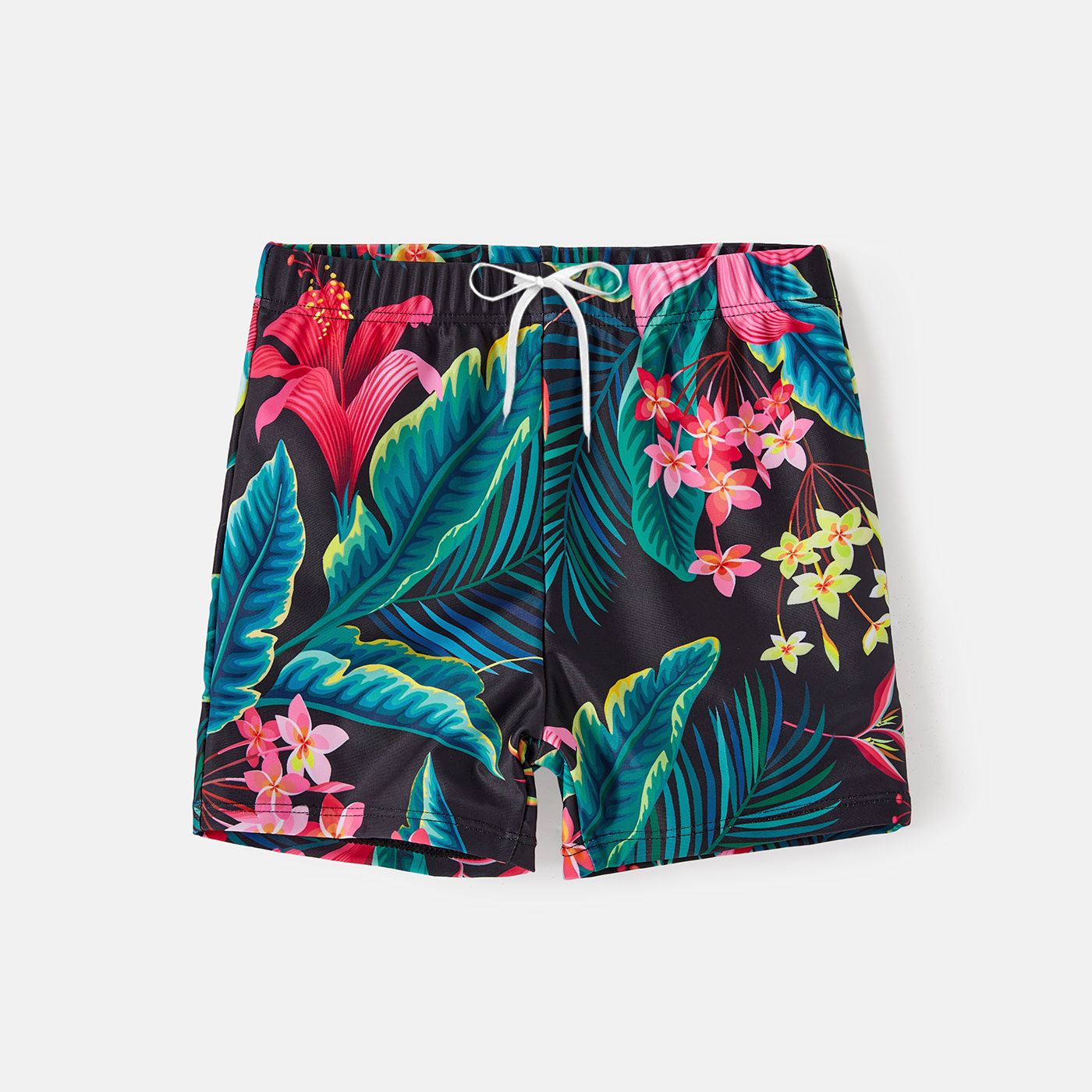 Family Matching Allover Plant Print Crisscross One-Piece Swimsuit And Swim Trunks
