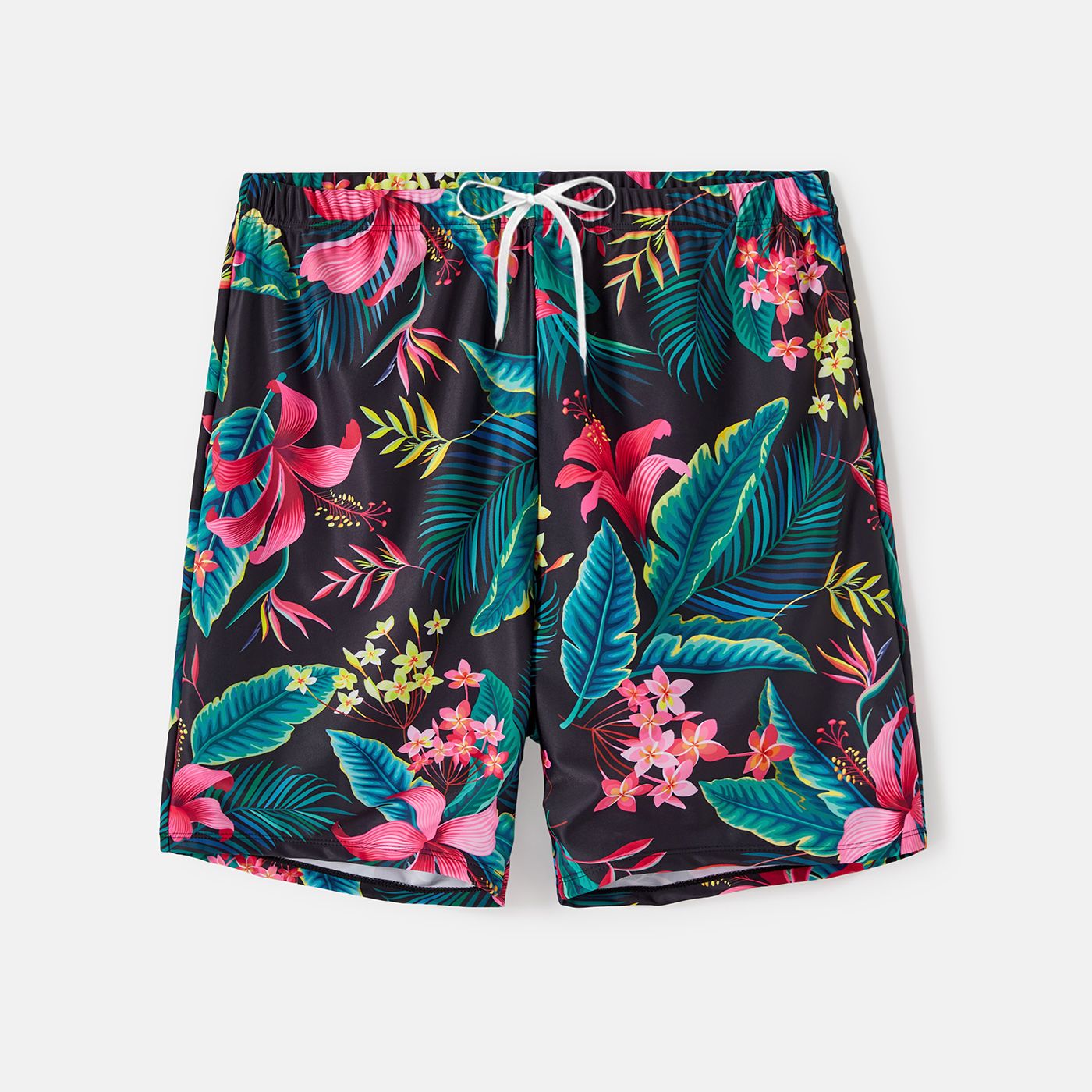 Family Matching Allover Plant Print Crisscross One-Piece Swimsuit And Swim Trunks