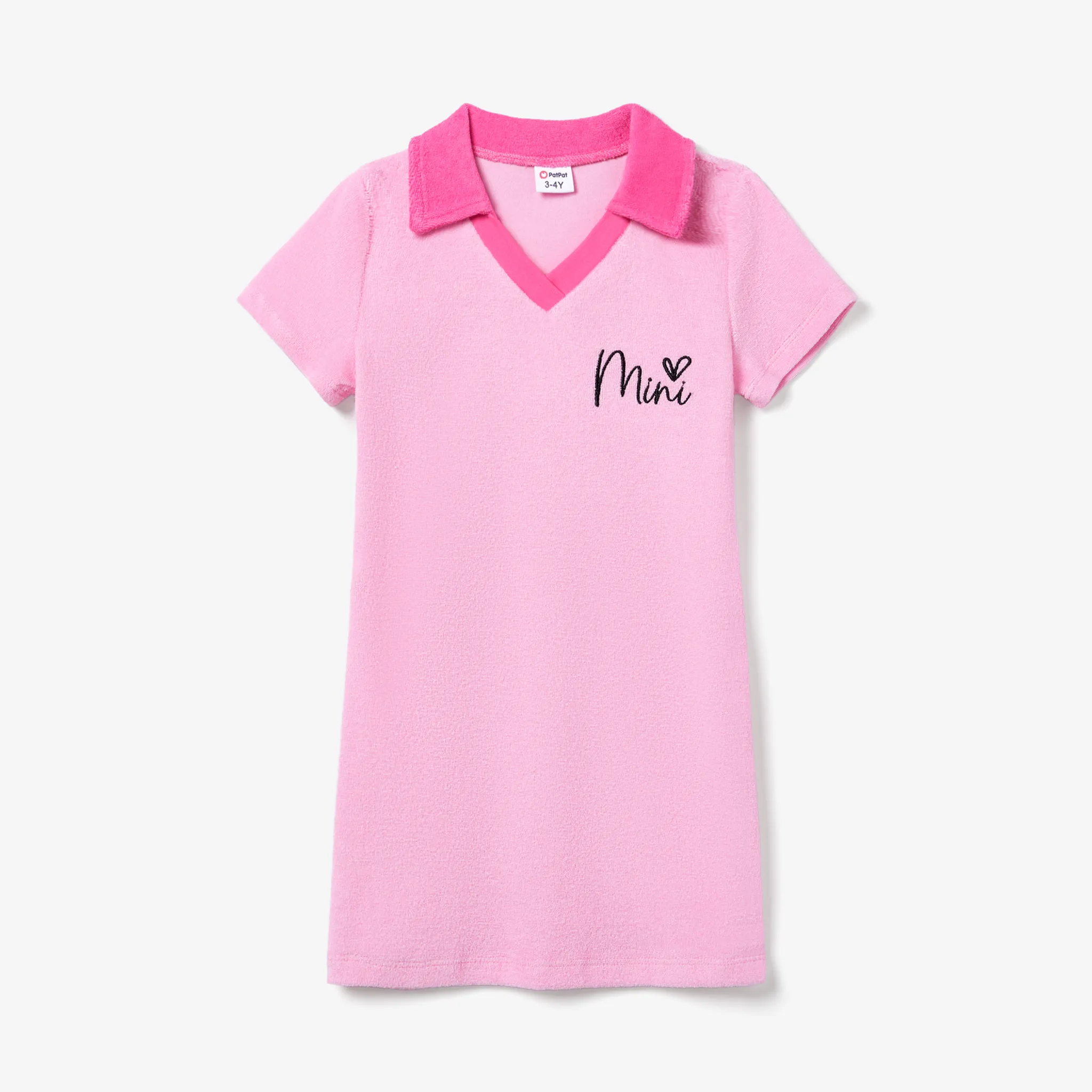 Valentine's Day Mommy and Me Letter Short Sleeve Pink Casual Body-con Terry Towel Dresses pink- image 6