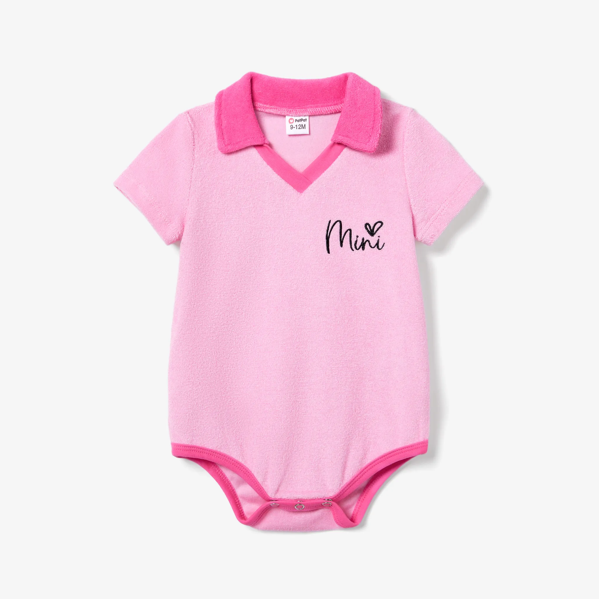 Valentine's Day Mommy and Me Letter Short Sleeve Pink Casual Body-con Terry Towel Dresses pink- big image 1