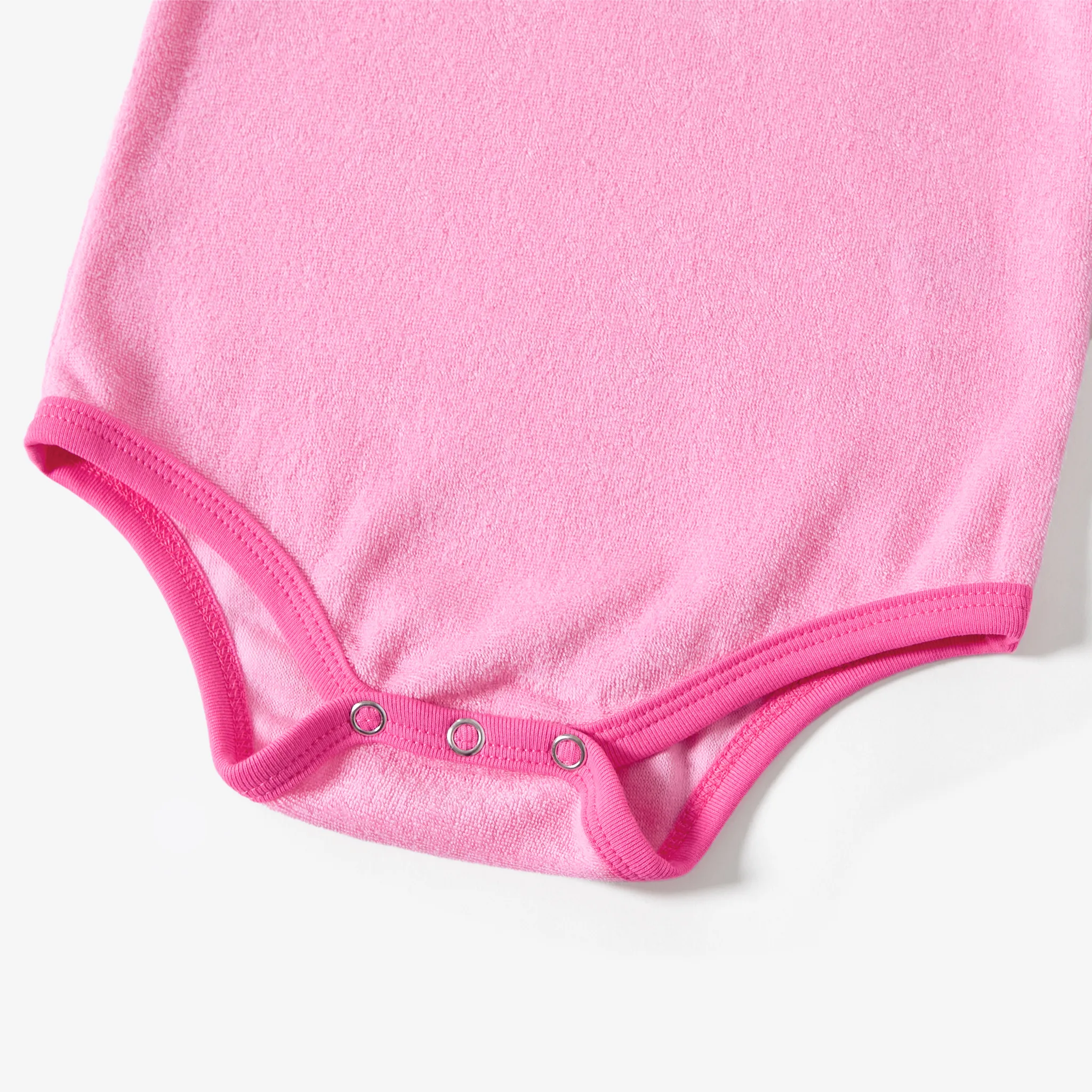 Valentine's Day Mommy and Me Letter Short Sleeve Pink Casual Body-con Terry Towel Dresses pink- image 5