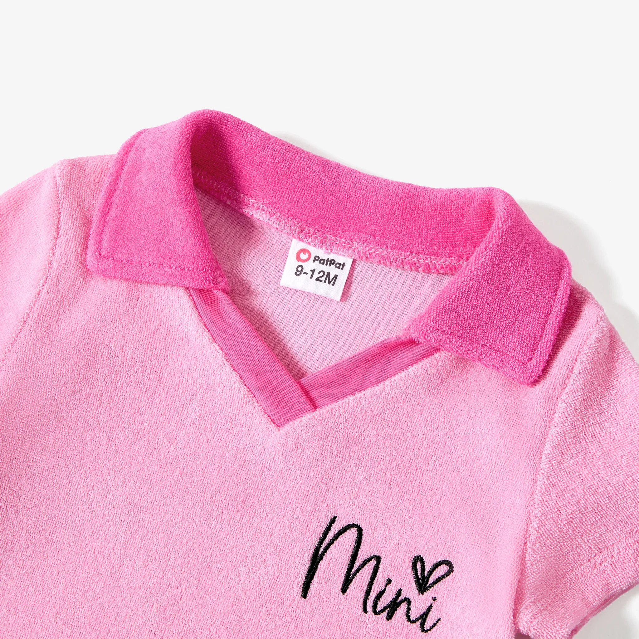 Valentine's Day Mommy and Me Letter Short Sleeve Pink Casual Body-con Terry Towel Dresses pink- image 3
