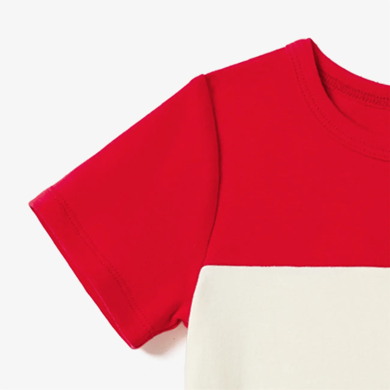 Family Matching Triple Colorblock T-shirt and Splicing Ruffle Hem Dress Sets MultiColour big image 1