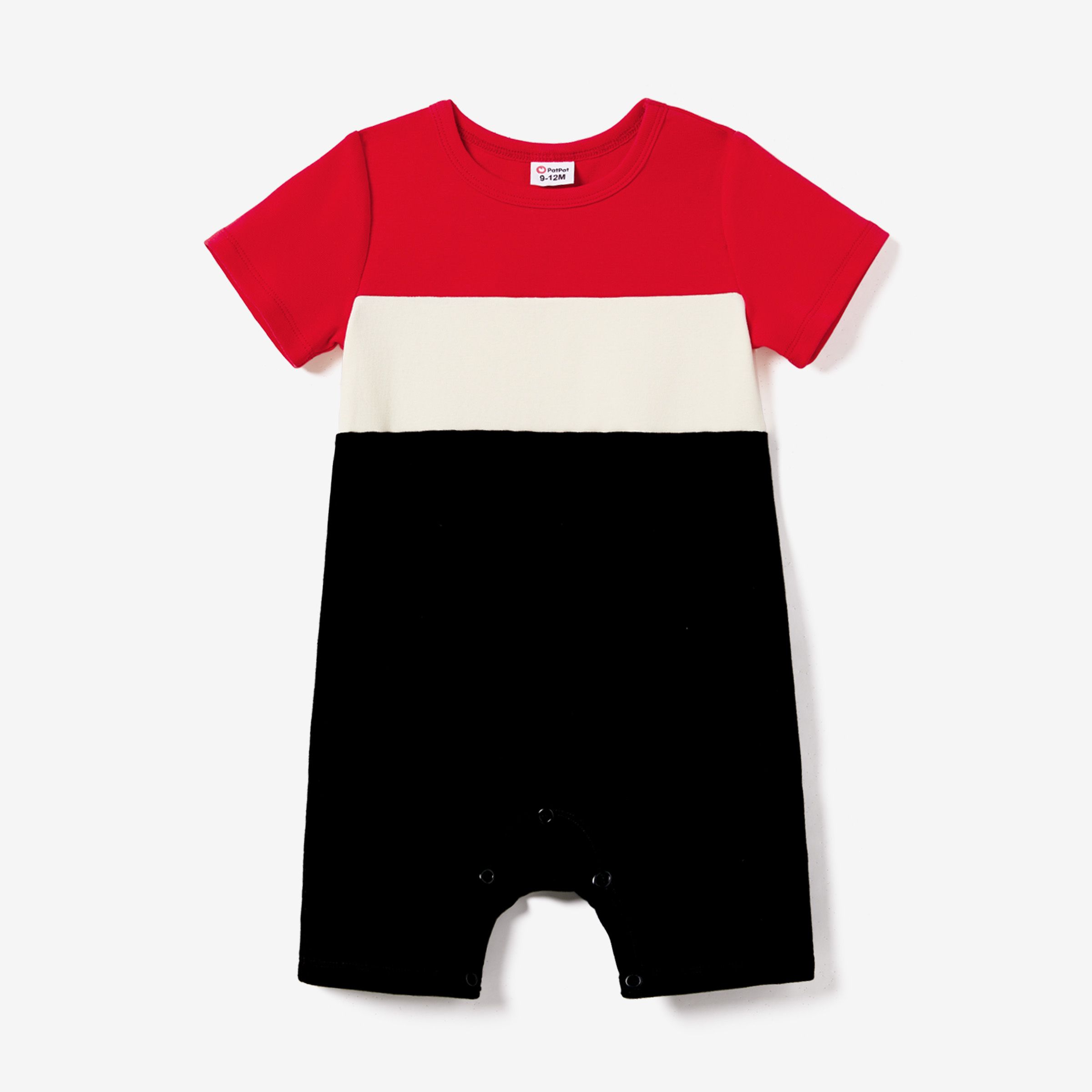 Valentine's Day Family Matching Triple Colorblock T-shirt And Splicing Ruffle Hem Dress Sets