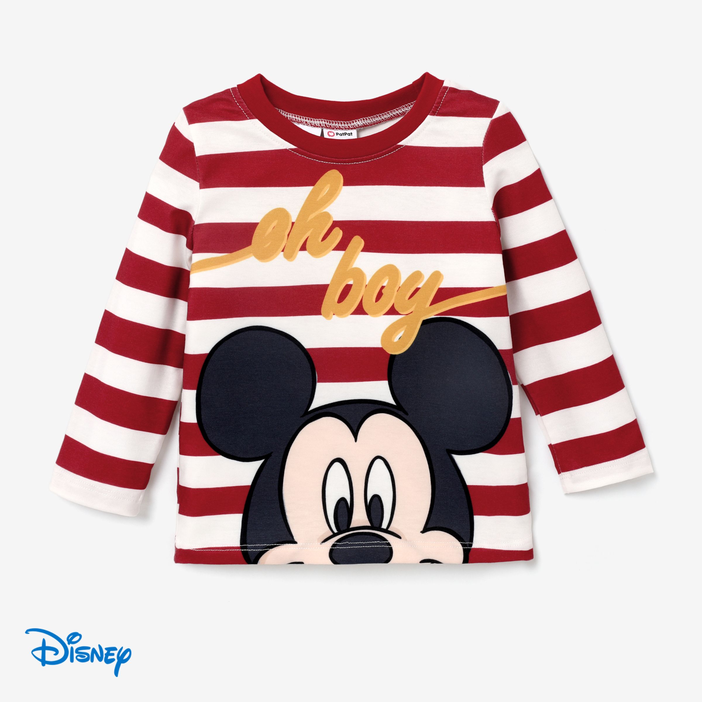 Disney Mickey And Minnie Character Pattern Naia Texture Crew Neck T-shirt