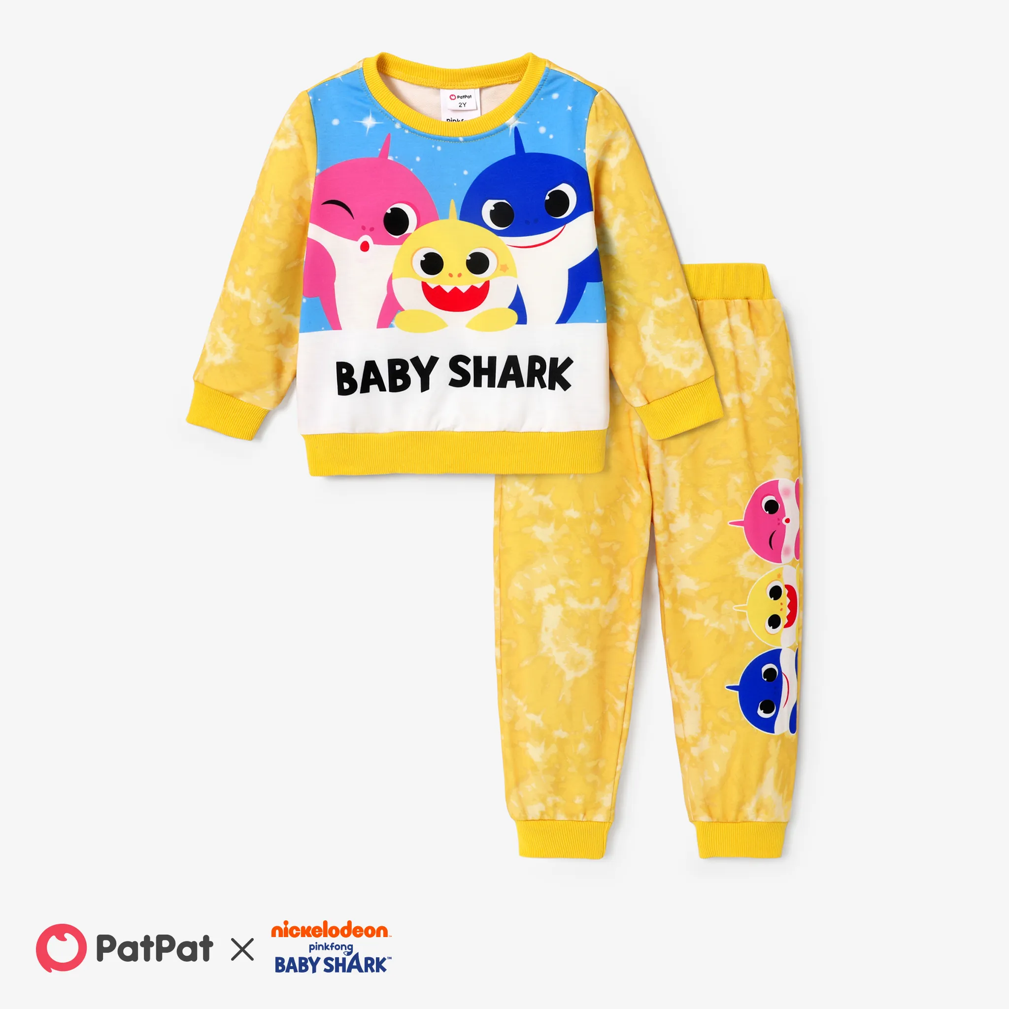 Baby Shark 2 unidades Criança Menino Infantil conjuntos de moletom Amarelo big image 1