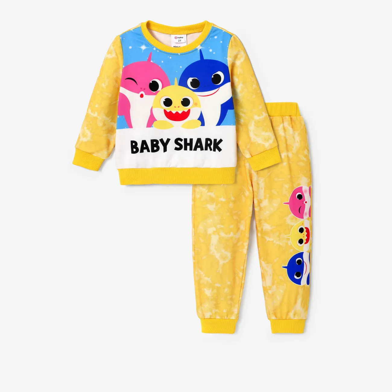 Baby Shark 2 unidades Criança Menino Infantil conjuntos de moletom Amarelo big image 1