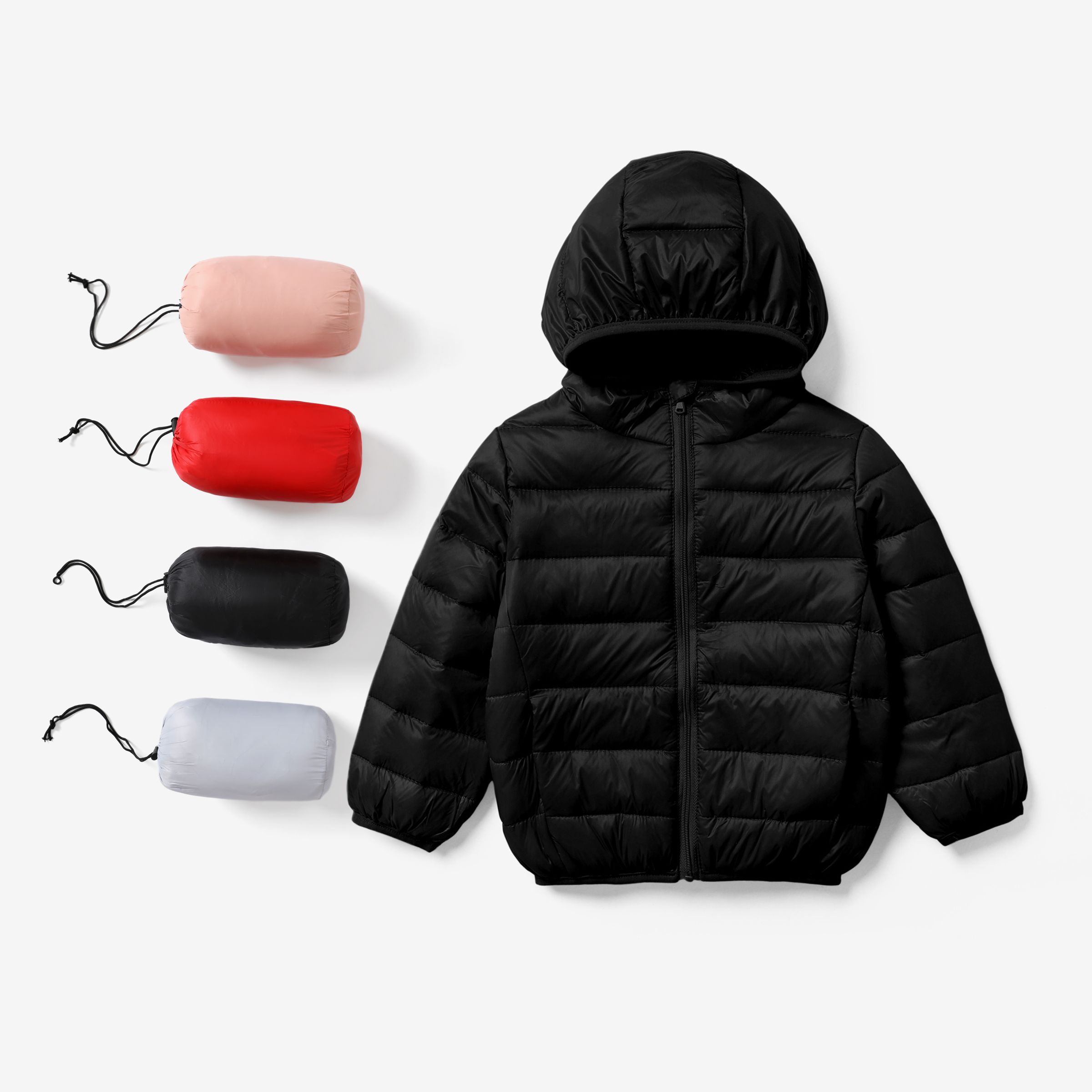 Portable Toddler/Kid Girl/Boy Hooded Padding Coat With Bag