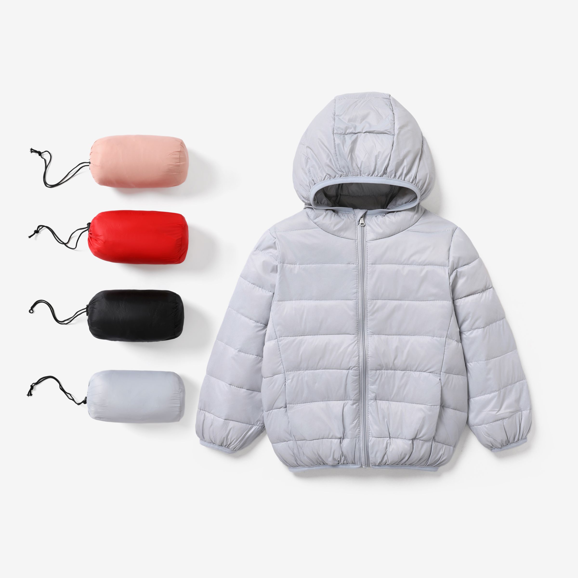 Portable Toddler/Kid Girl/Boy Hooded Padding Coat With Bag