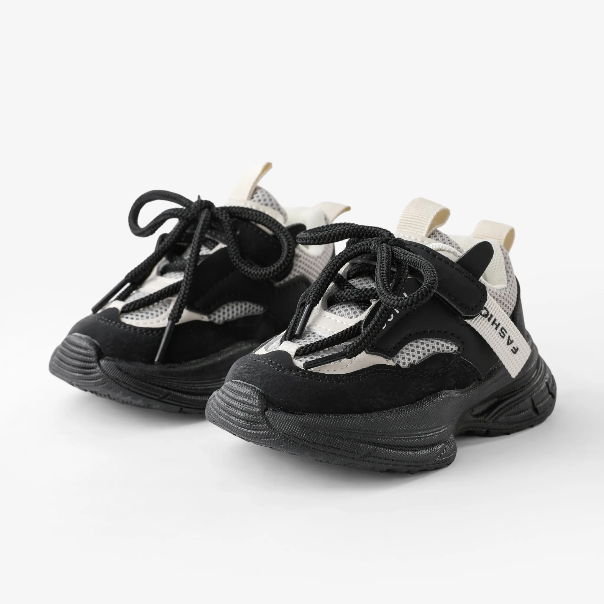  Toddler & Kids Fabric Stitching Lace-up & Velcro Design Sports Shoes