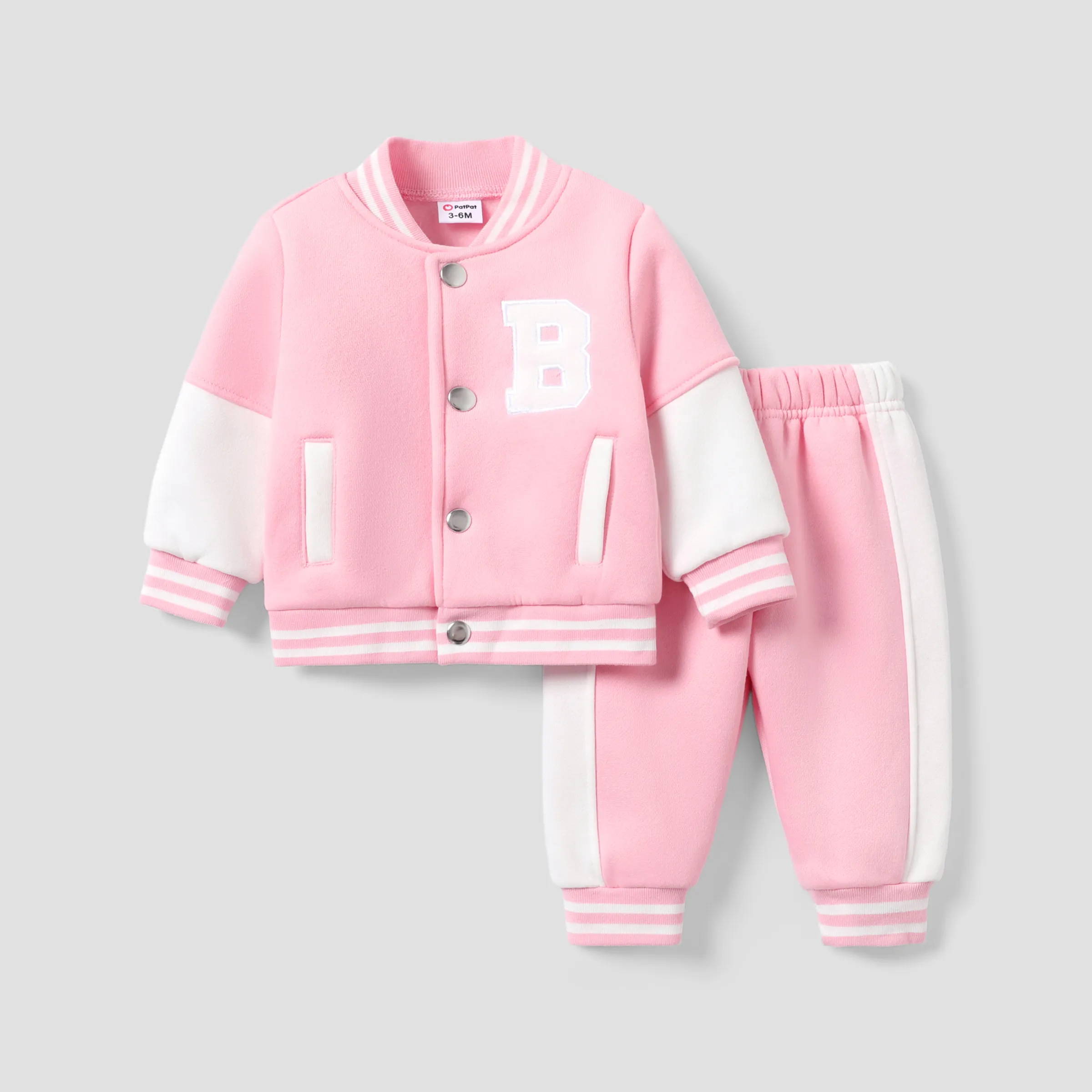 2pcs Baby/Toddler Boy Classic Letter Long Sleeve Set  Baby PinkyWhite