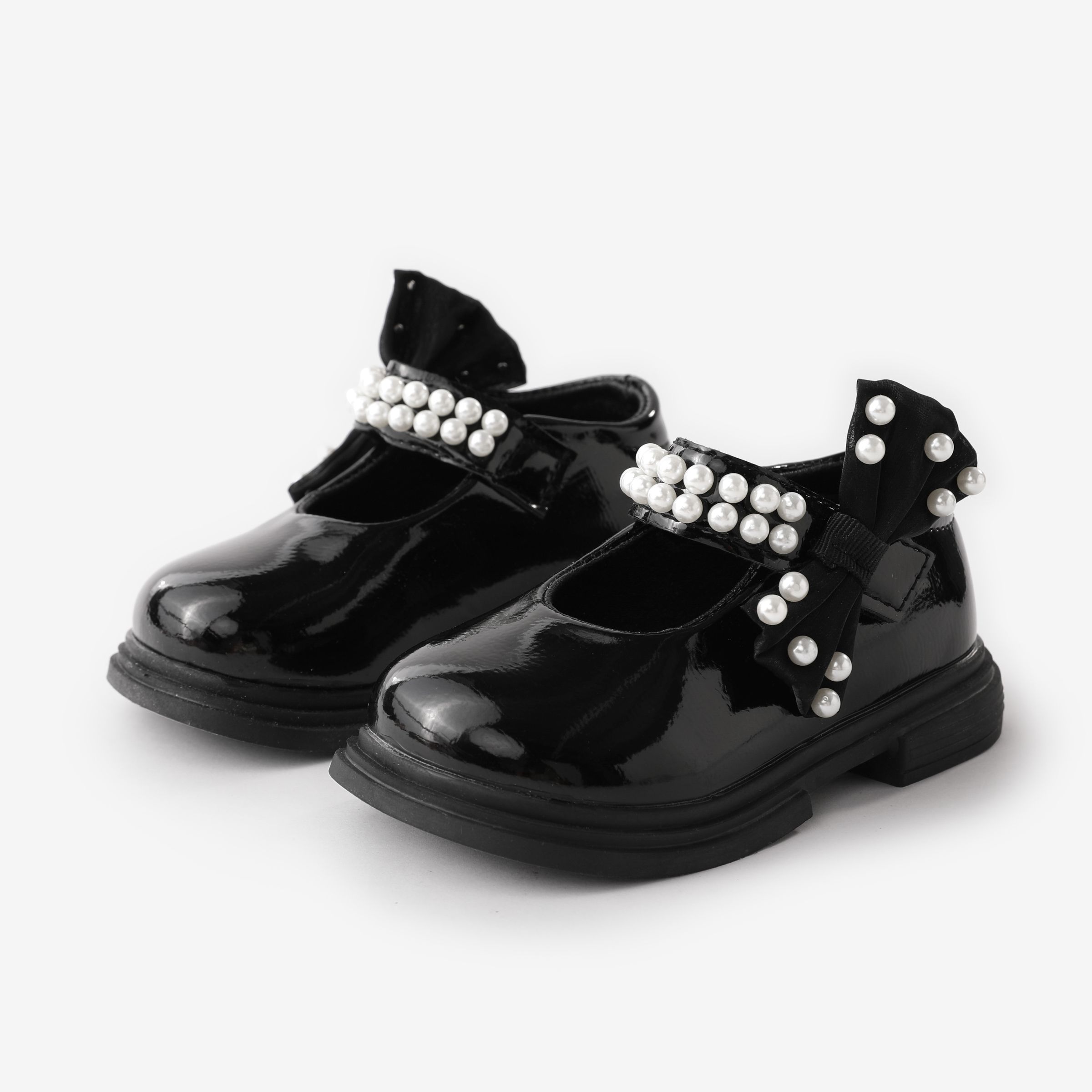 Enfant En Bas âge Et Enfants Filles Sweet Bow & Faux-perle Decor Velcro Chaussures En Cuir