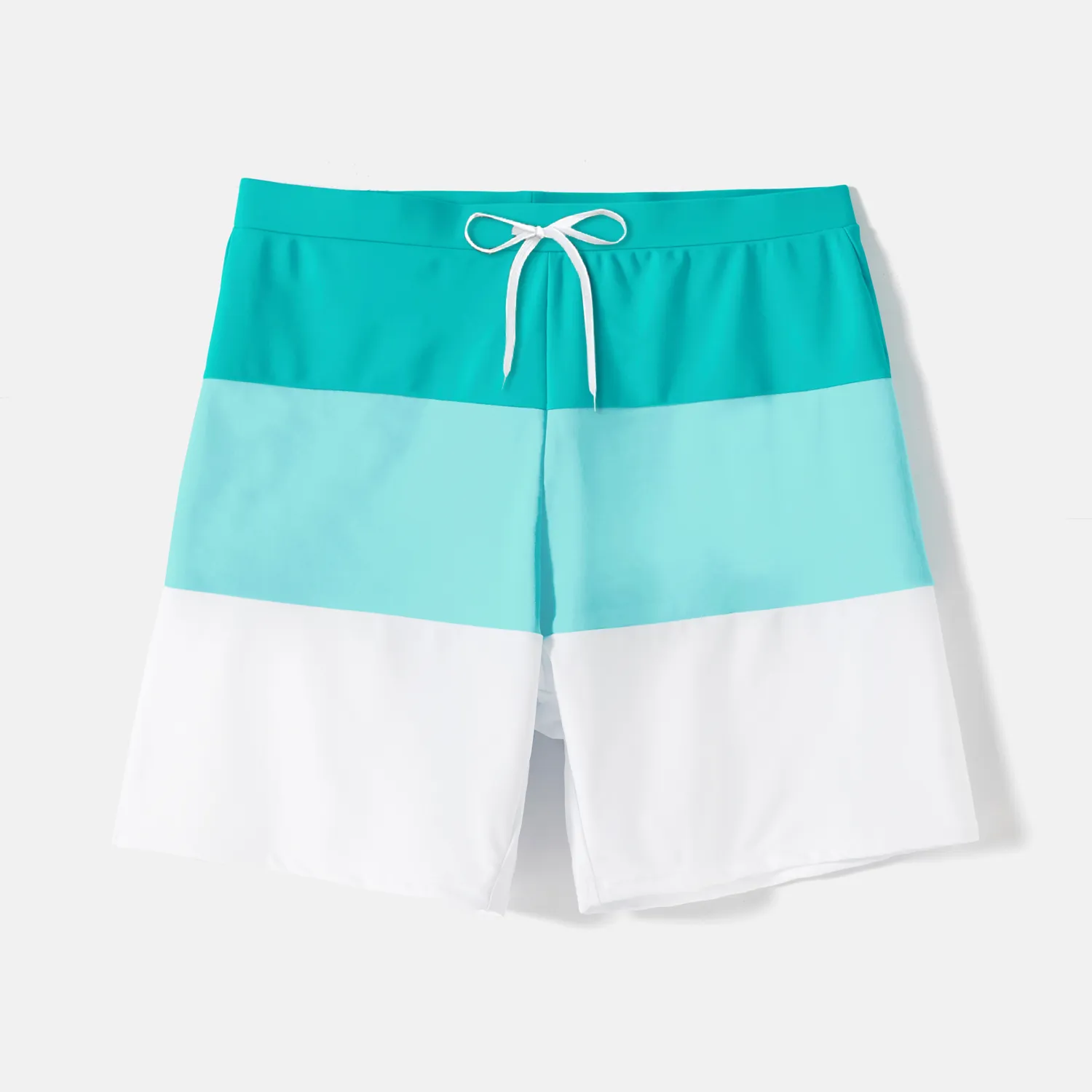 Family Matching Colorblock Self Tie One-piece Swimsuit and Swim Trunks