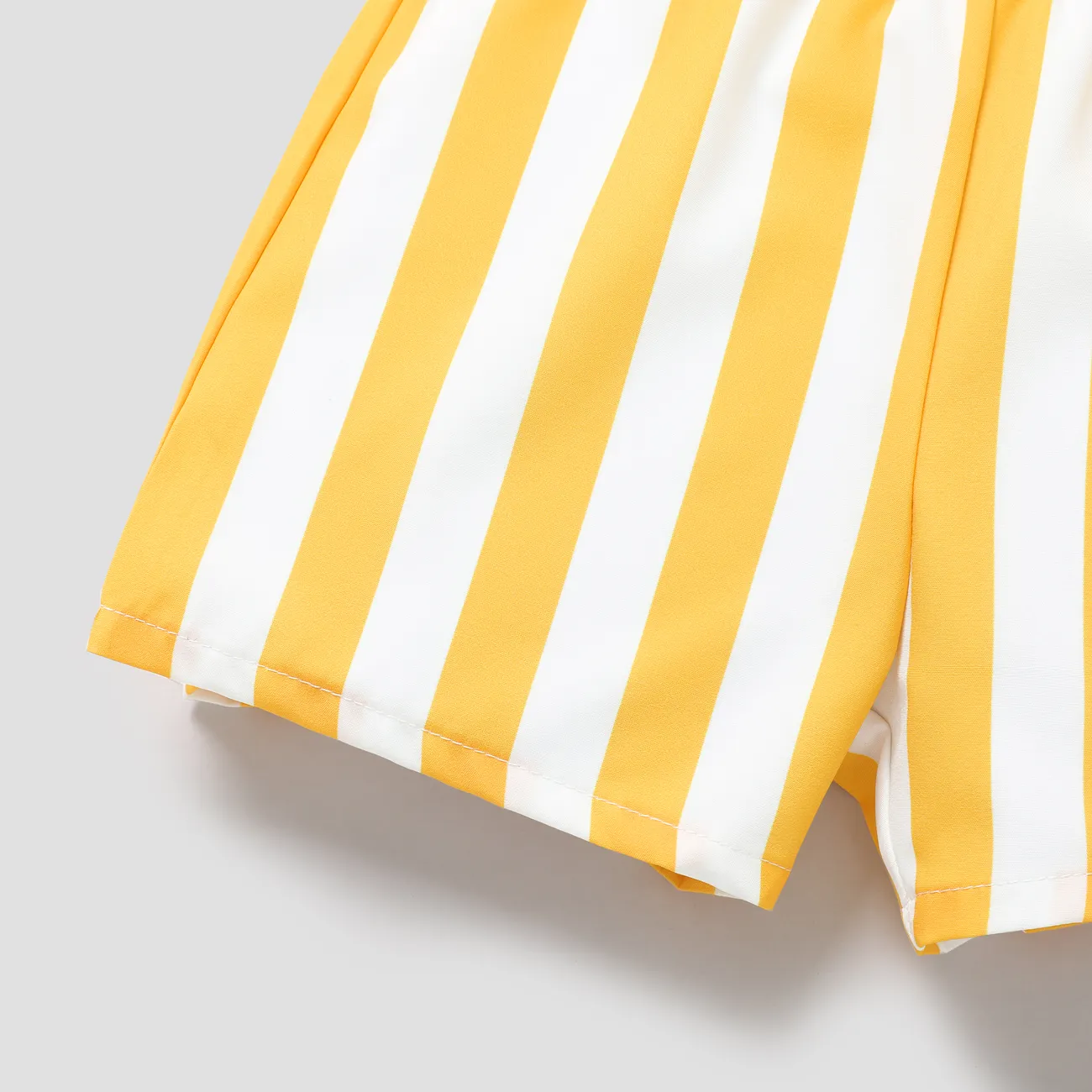 2pcs Toddler Girl Sweet Cami Top and Stripe Shorts Set Yellow big image 1