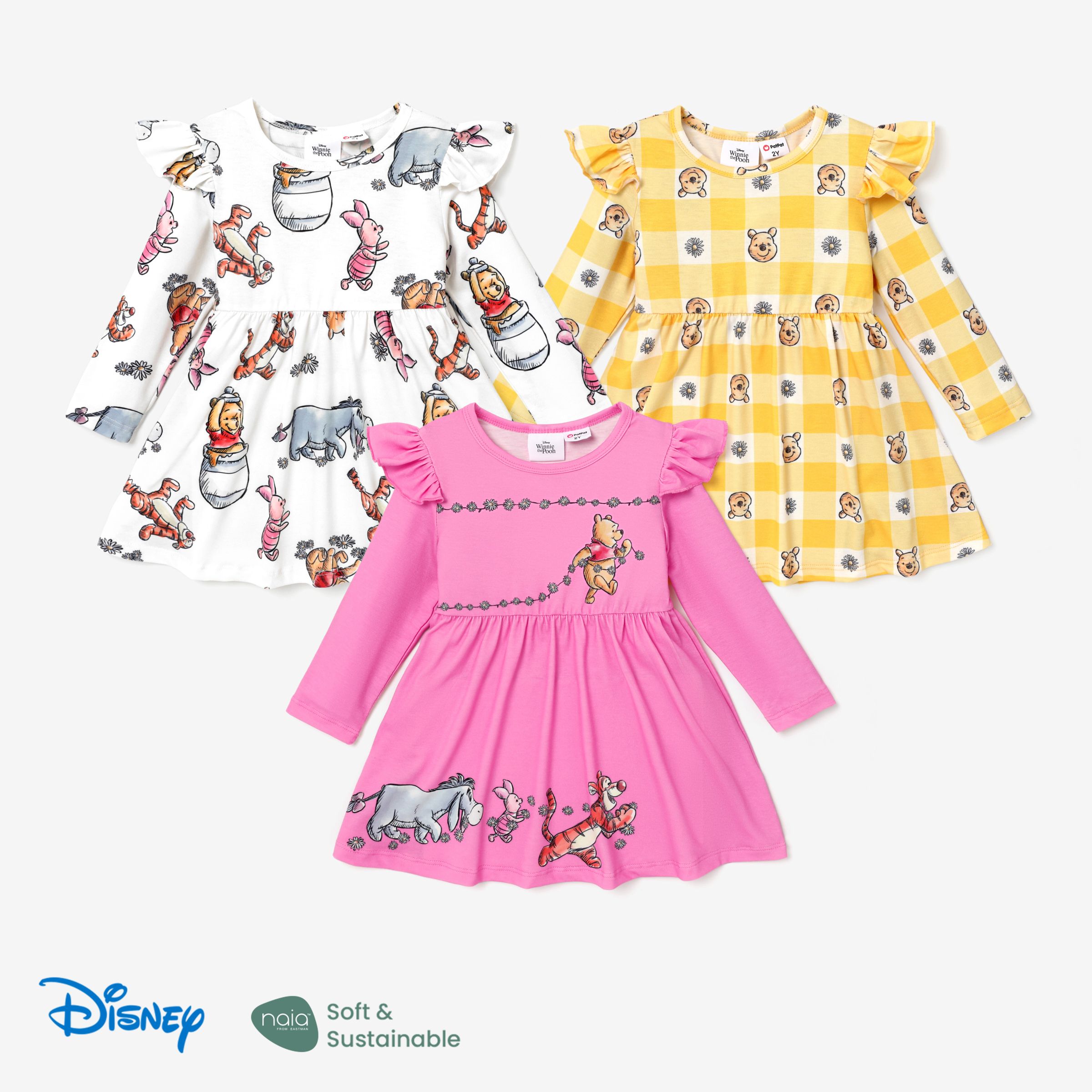 

Disney Winnie the Pooh Toddler Girl Naia™ Character Print Ruffled Long-sleeve Dress